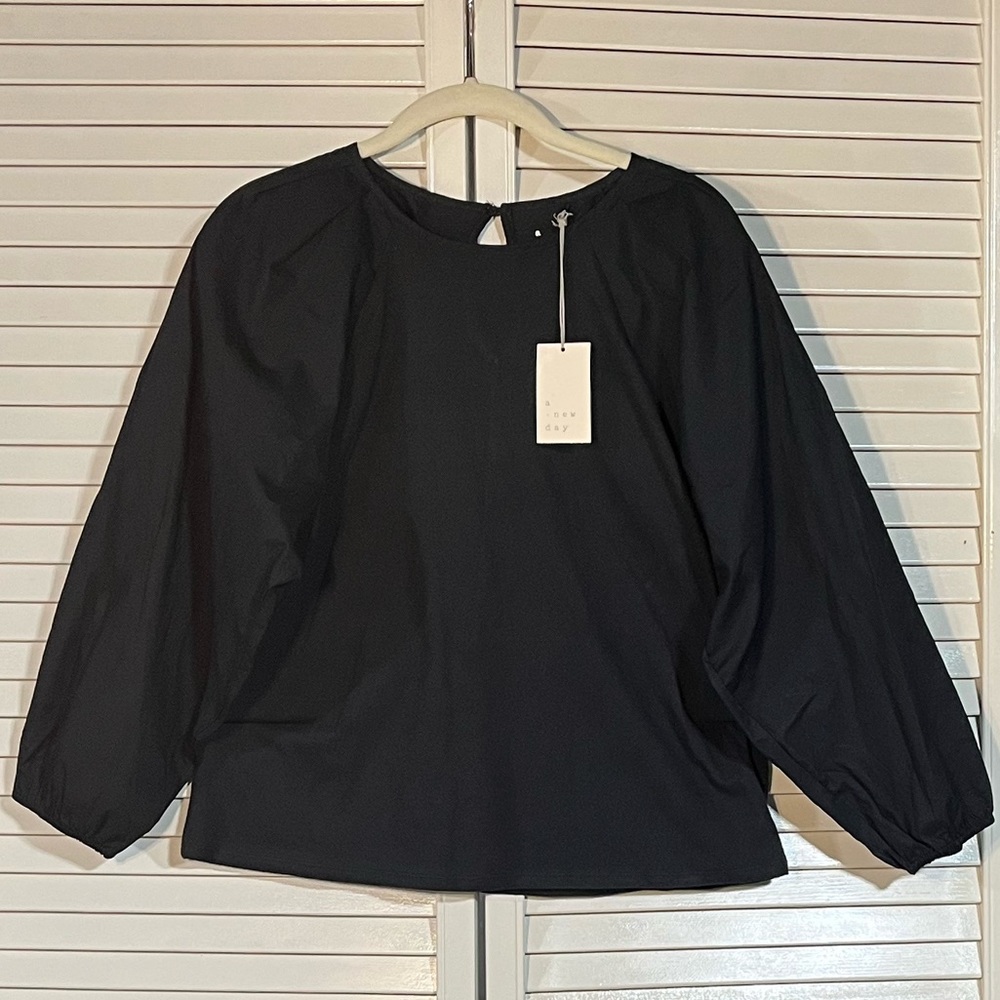 NWT Women’s medium a new day black 3/4 sleeve cotton top $21